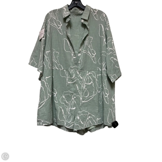 Romper By Clothes Mentor In Green & White, Size: Xl