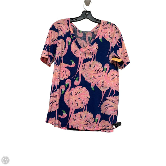 Top Short Sleeve Designer By Lilly Pulitzer In Blue & Pink, Size: S