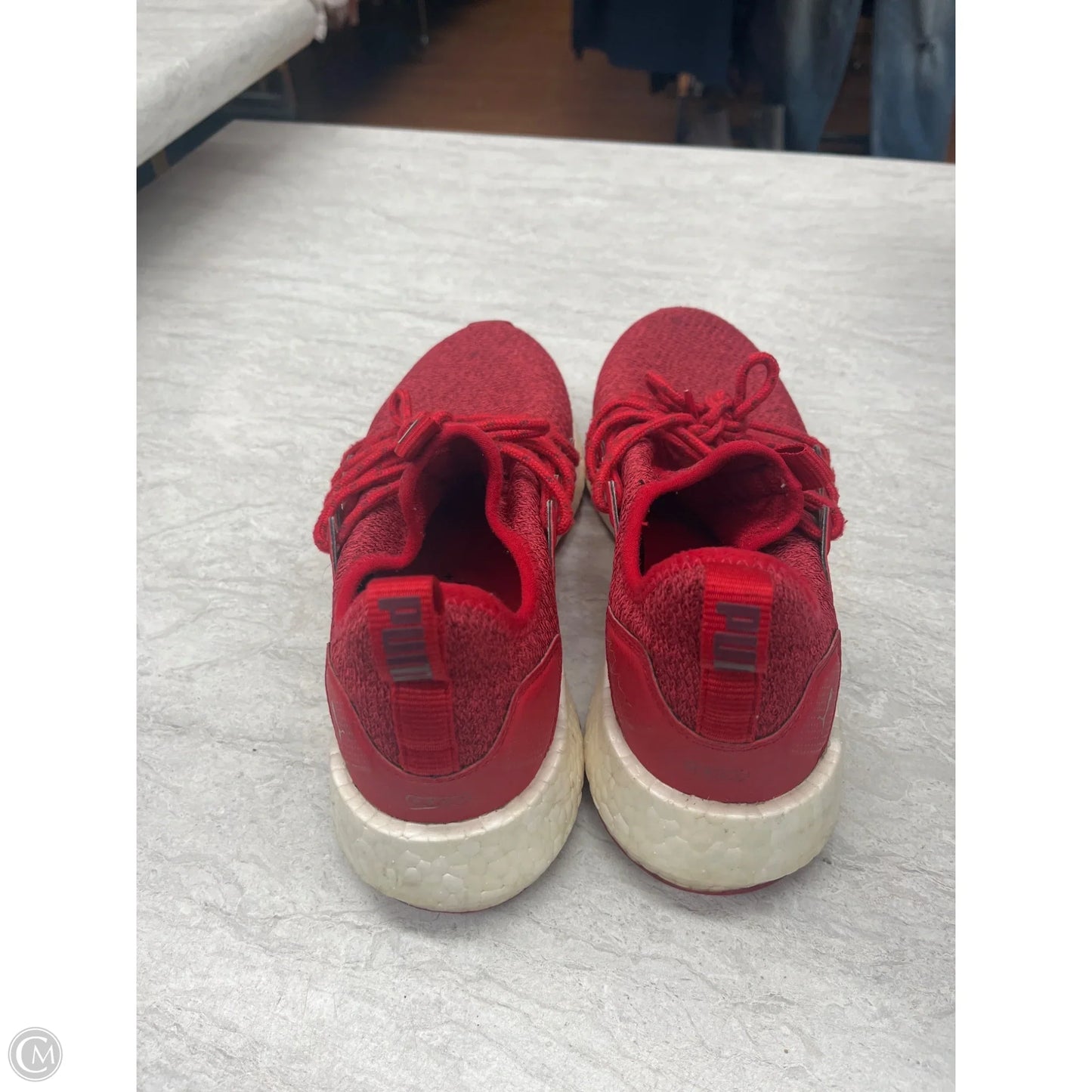 Shoes Sneakers By Puma In Red & White, Size: 7.5