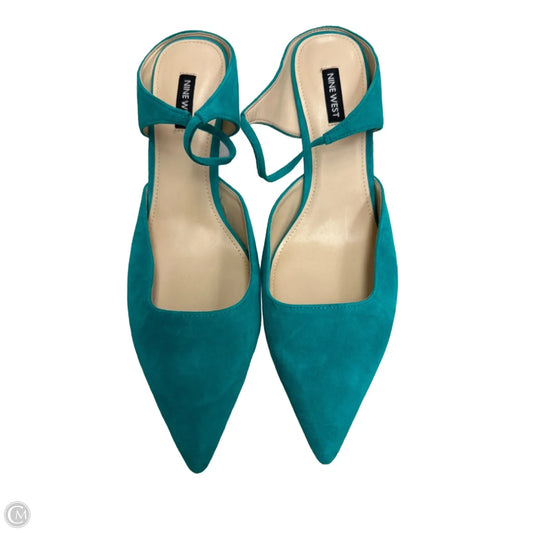 Shoes Heels Kitten By Nine West In Teal, Size: 12