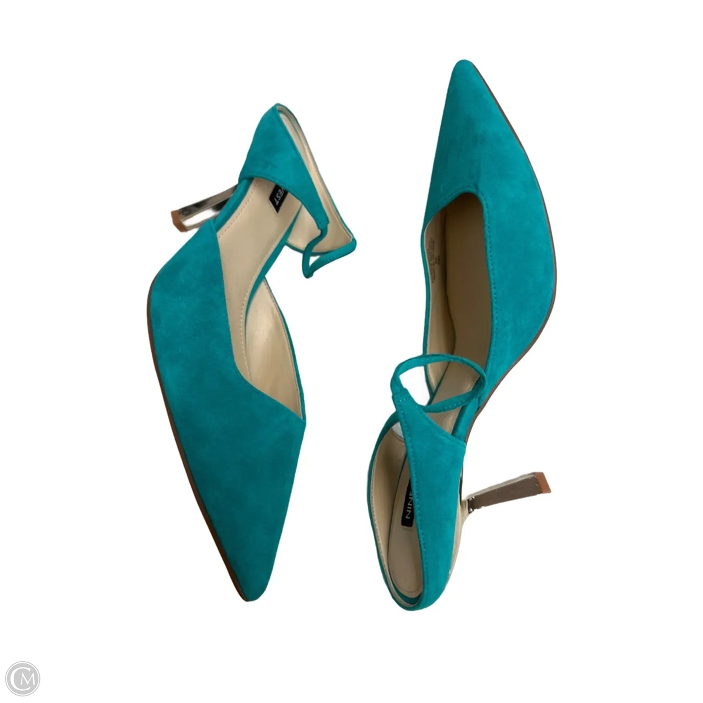 Shoes Heels Kitten By Nine West In Teal, Size: 12