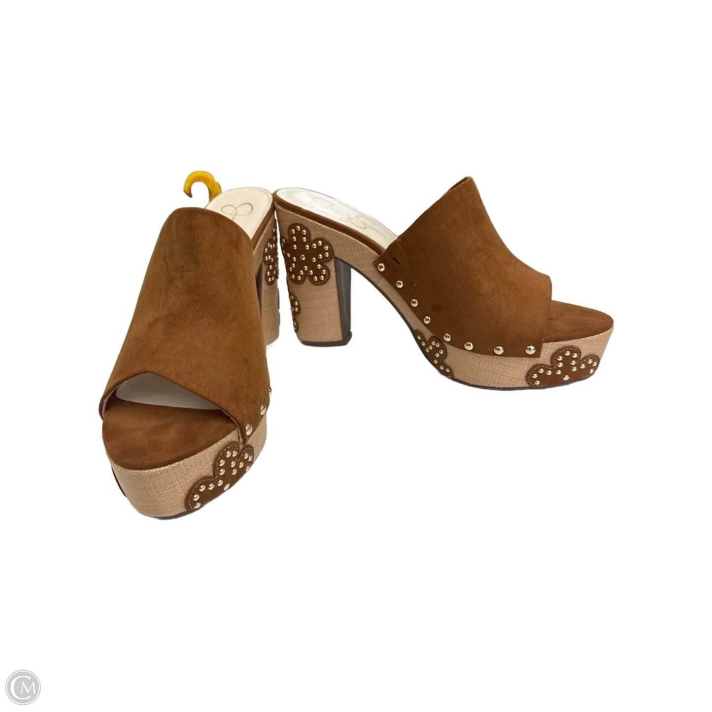 Sandals Heels Block By Jessica Simpson In Brown, Size: 12