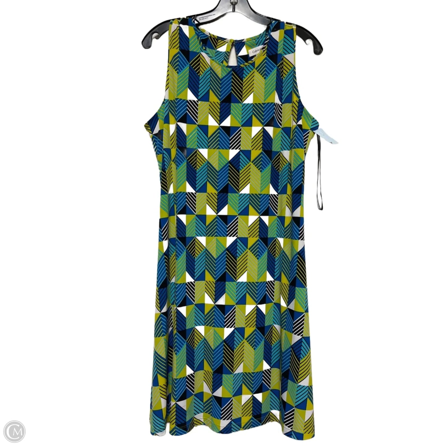 Dress Casual Short By Calvin Klein In Blue & Green, Size: L