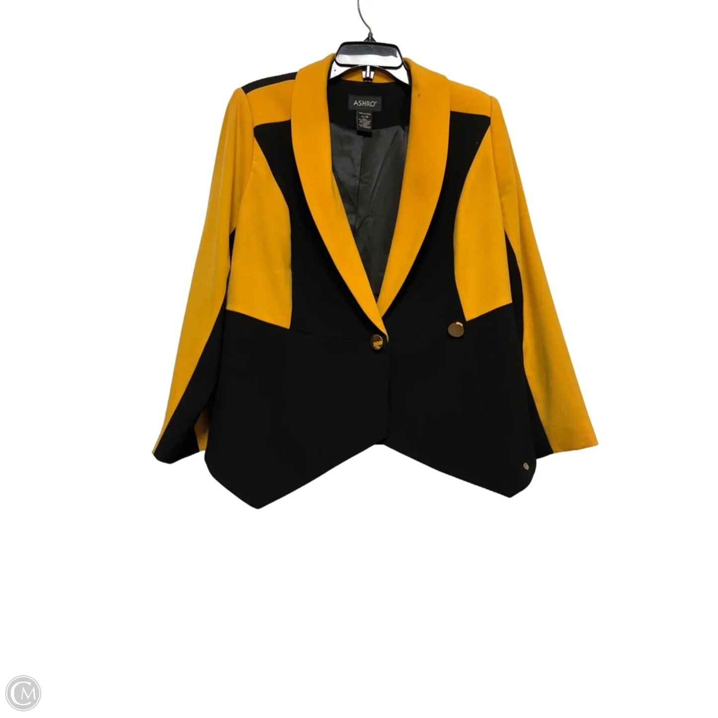 Blazer By Clothes Mentor In Black & Yellow, Size: M