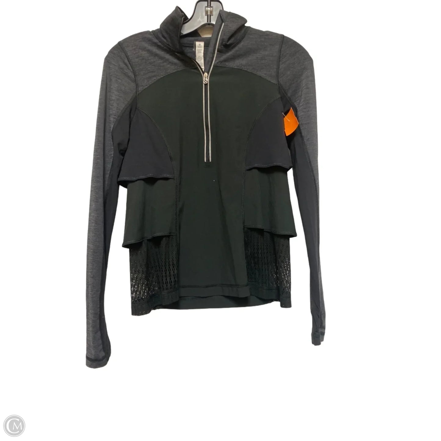 Athletic Top Long Sleeve Collar By Lululemon In Black & Grey, Size: Xs