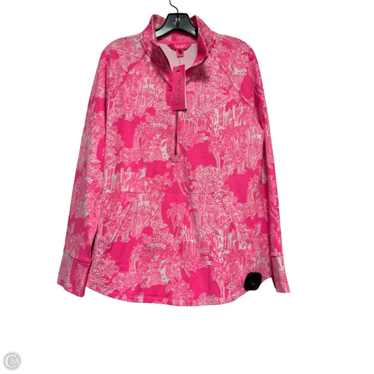 Top Long Sleeve Designer By Lilly Pulitzer In Pink & White, Size: L