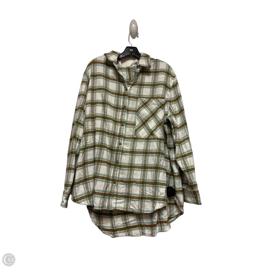 Top Long Sleeve By Aerie In Green & Tan, Size: Xl