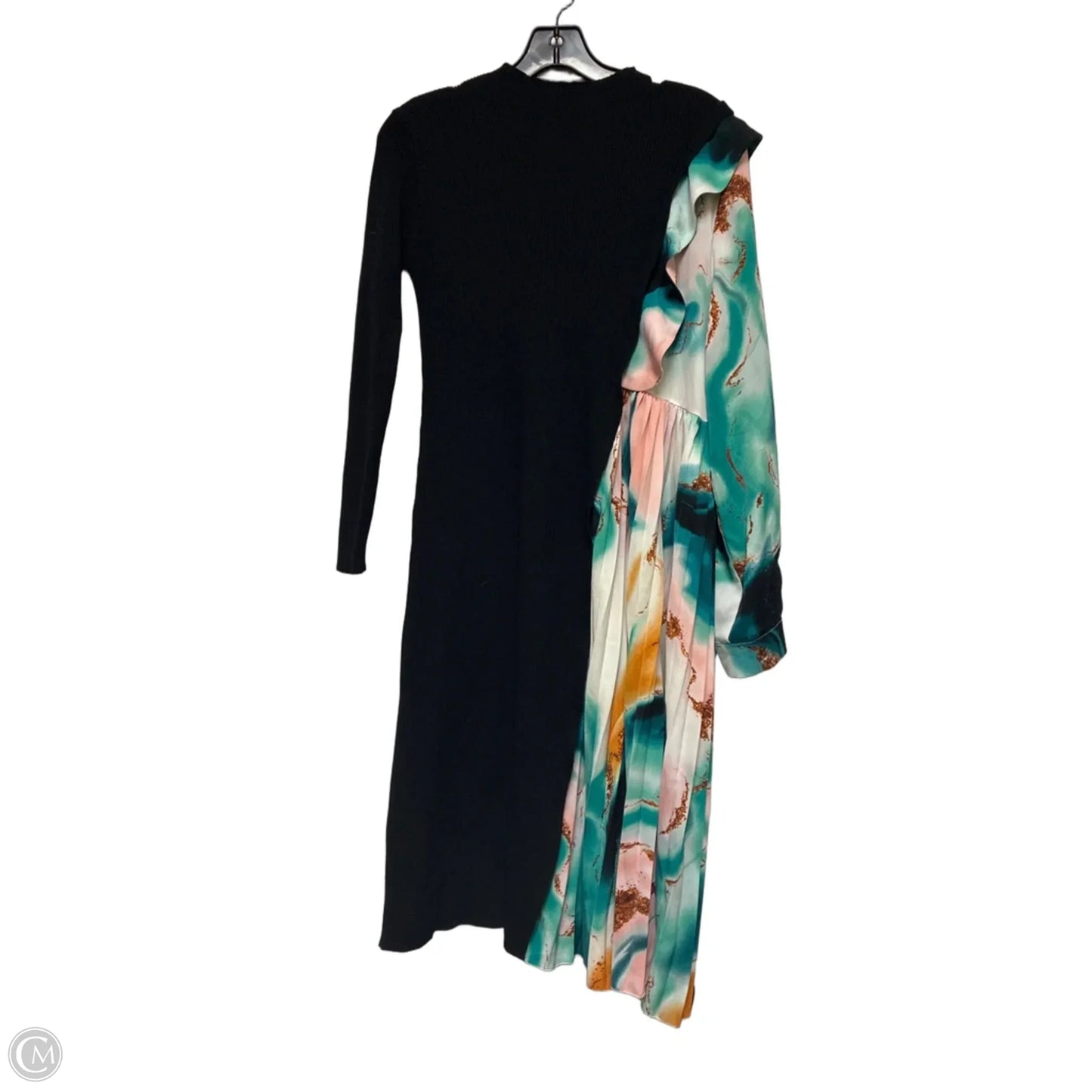 Dress Casual Midi By Clothes Mentor In Black & Green, Size: L