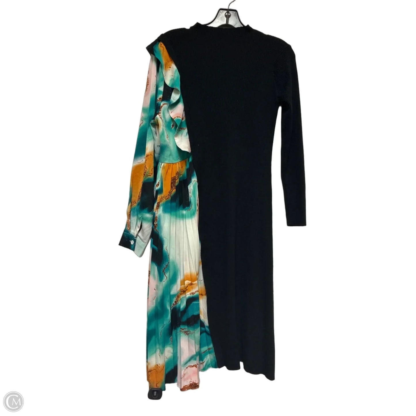 Dress Casual Midi By Clothes Mentor In Black & Green, Size: L