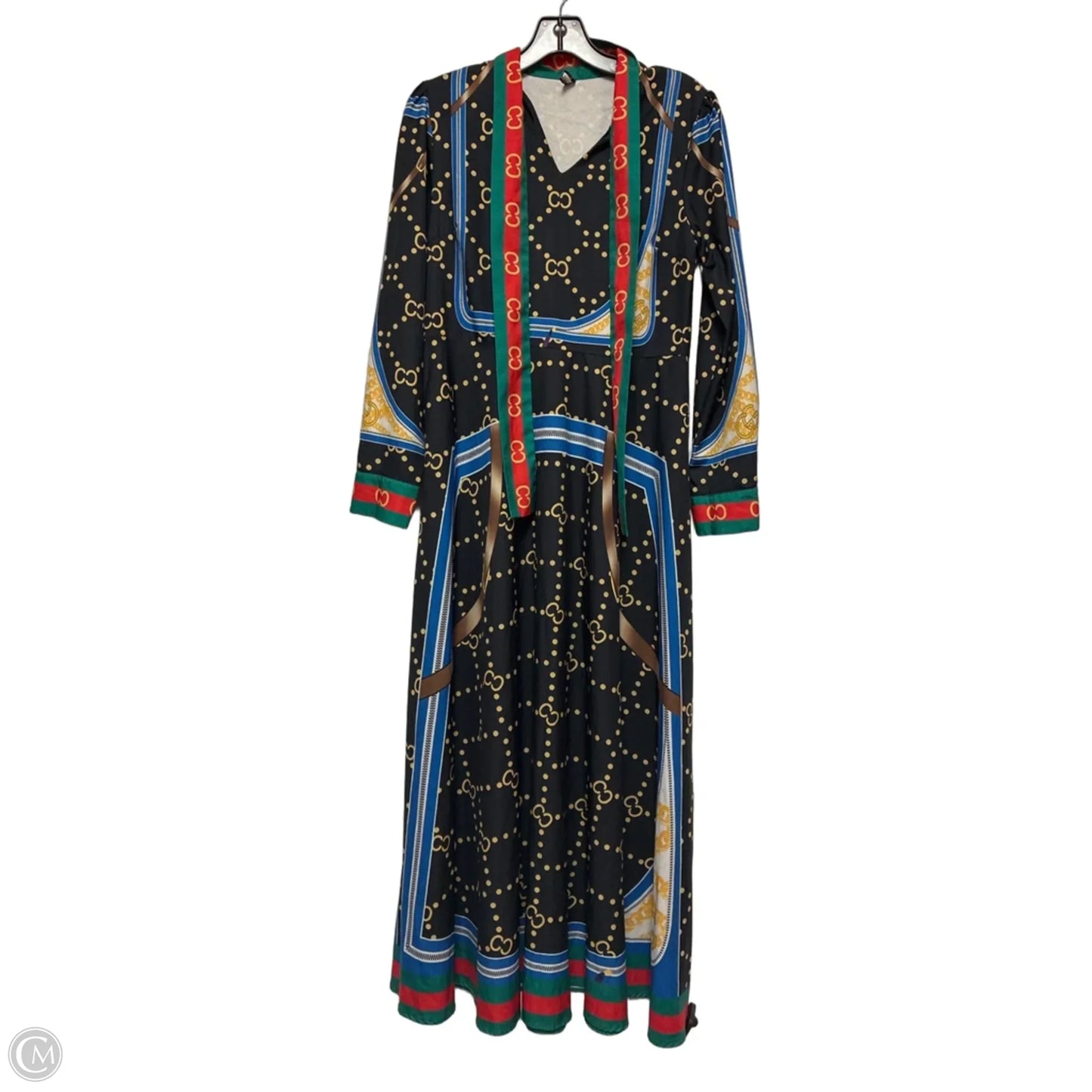Dress Casual Maxi By Clothes Mentor In Black & Gold, Size: L