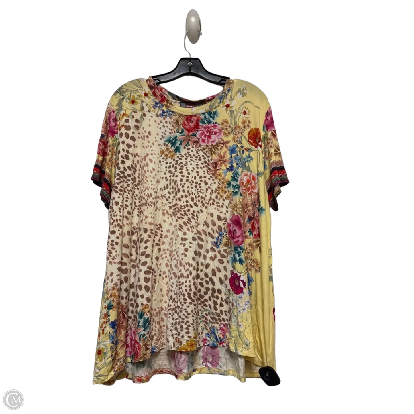 Top Short Sleeve By Johnny Was In Floral Print, Size: Xxl