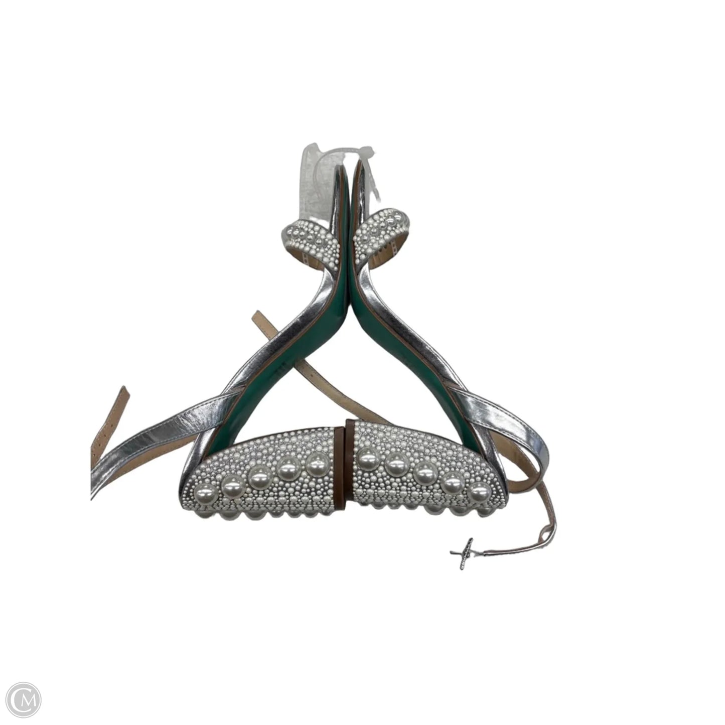 Sandals Heels Block By Betsey Johnson In Silver, Size: 9.5