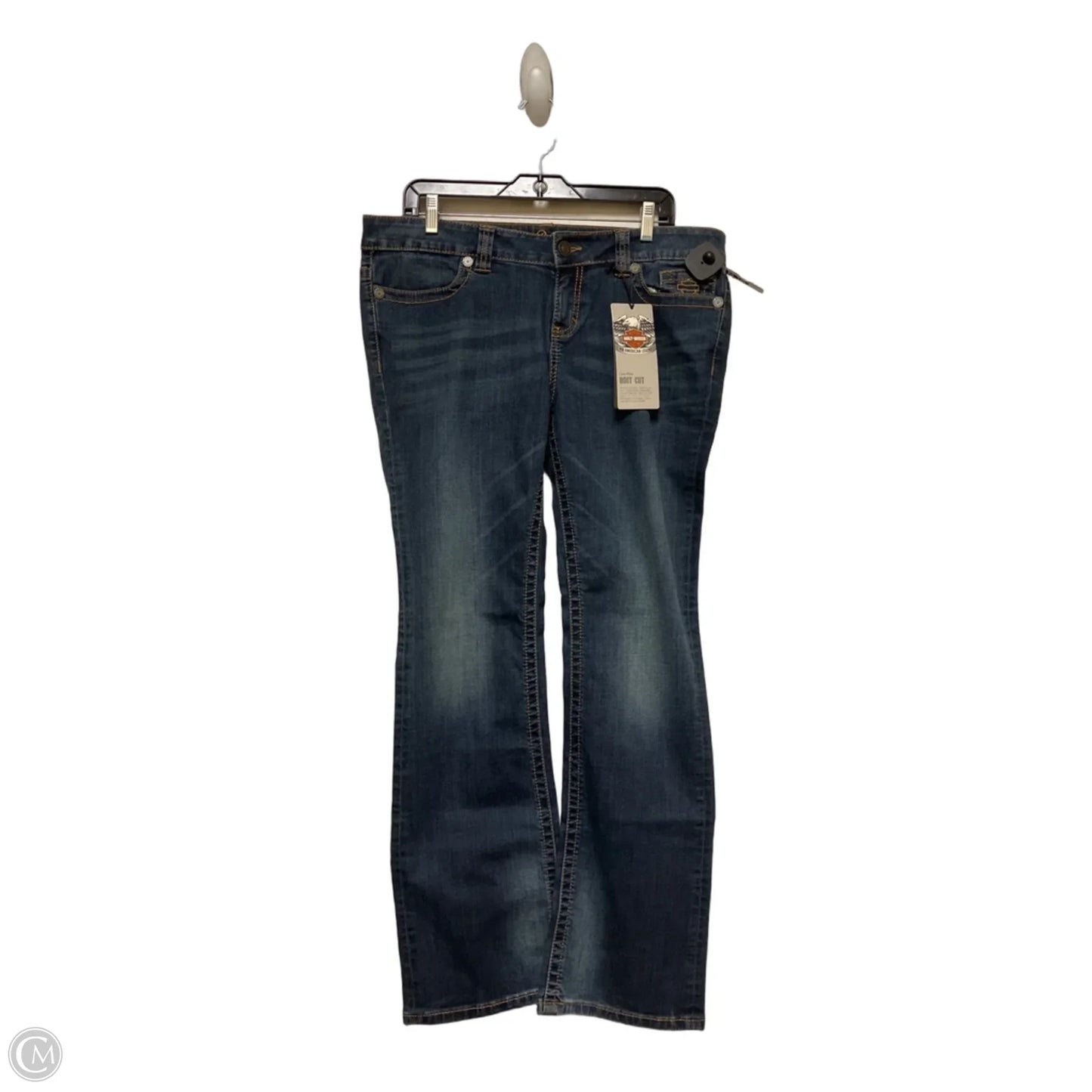 Jeans Wide Leg By Harley Davidson In Blue Denim, Size: 14