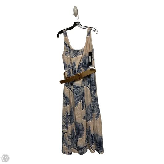 Dress Casual Midi By Donna Karan In Blue & Cream, Size: M