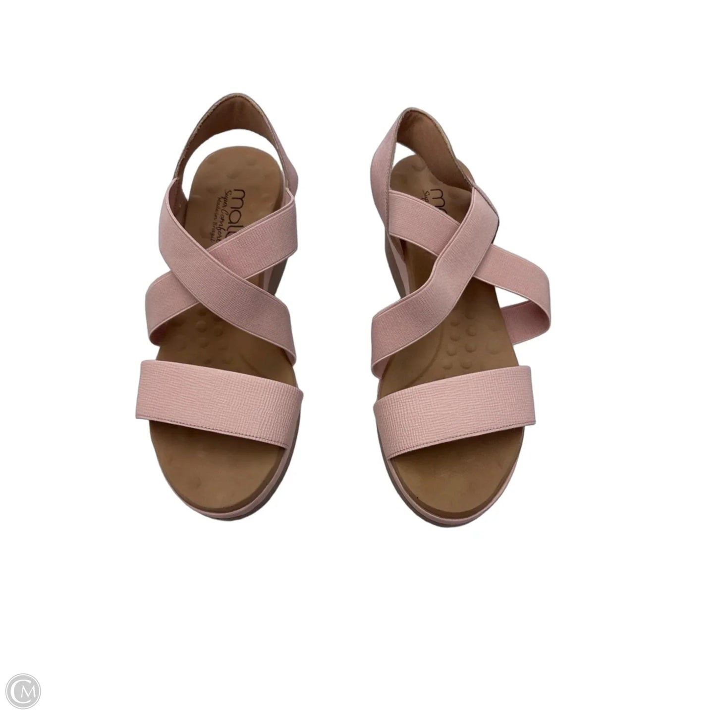Sandals Heels Wedge By Clothes Mentor In Pink & Tan, Size: 8