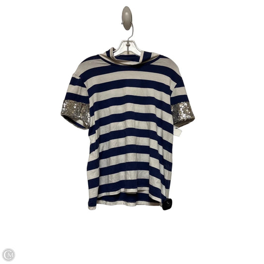 Top Short Sleeve By Maeve In Blue & White, Size: L