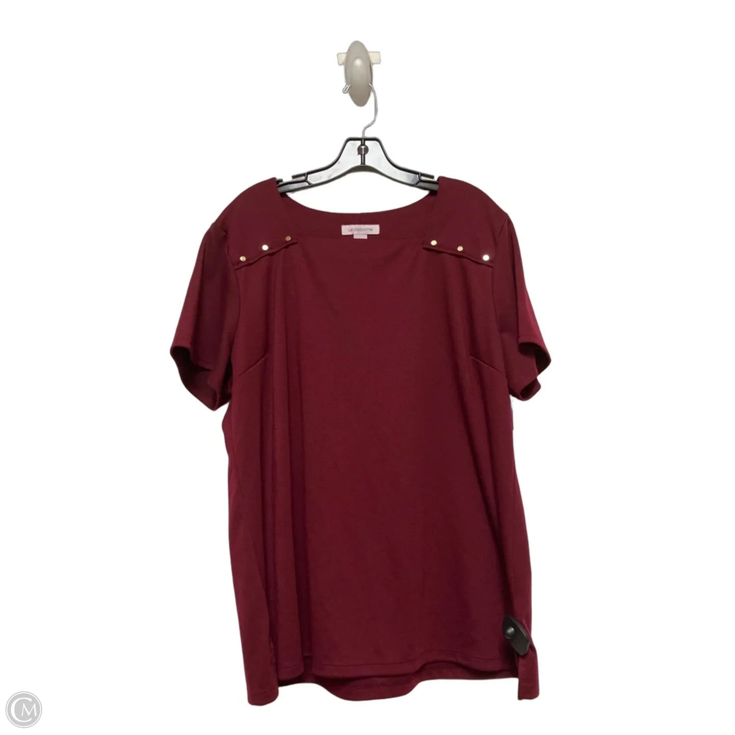Top Short Sleeve By Liz Claiborne In Maroon, Size: 2x
