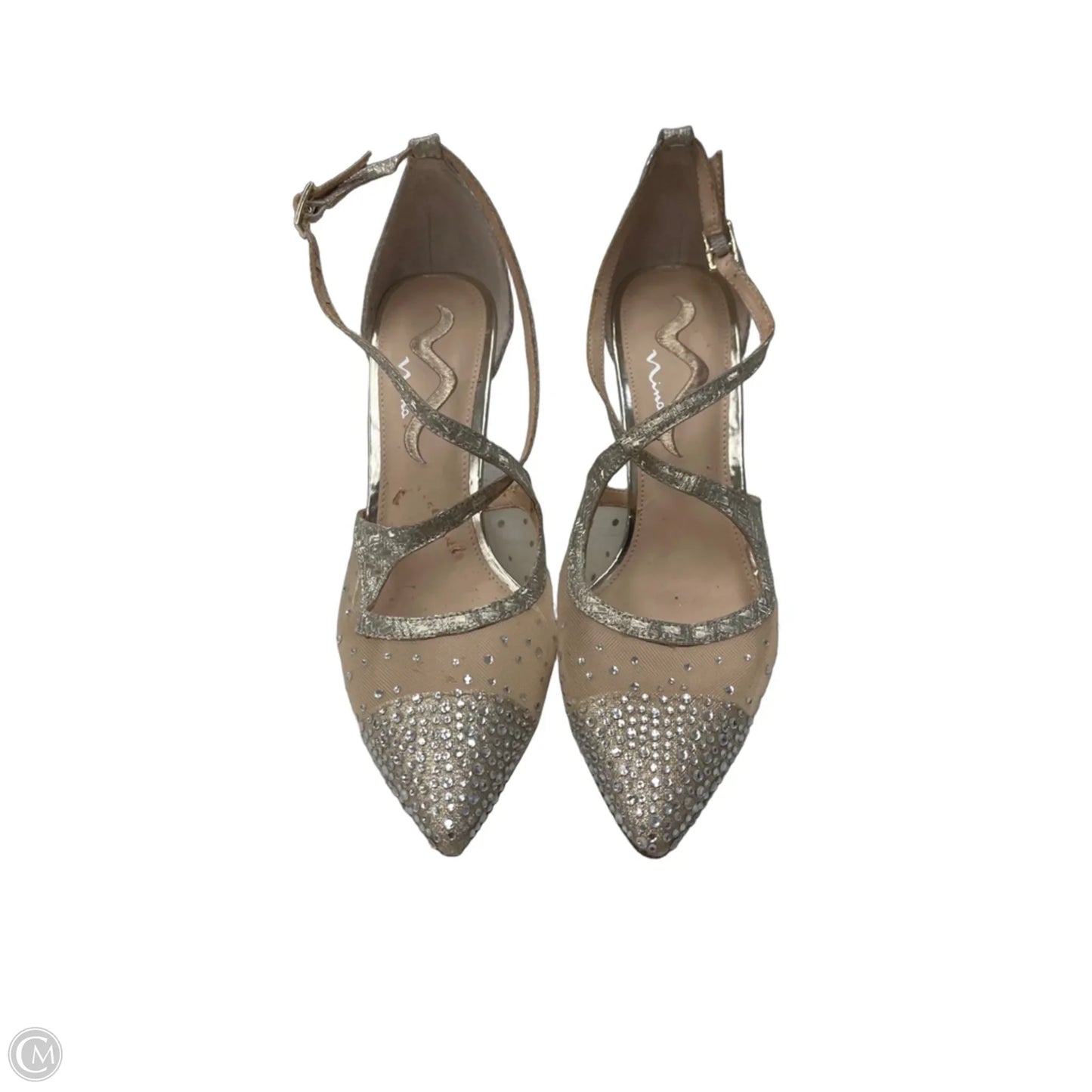 Shoes Heels Kitten By Nina In Silver & Tan, Size: 10