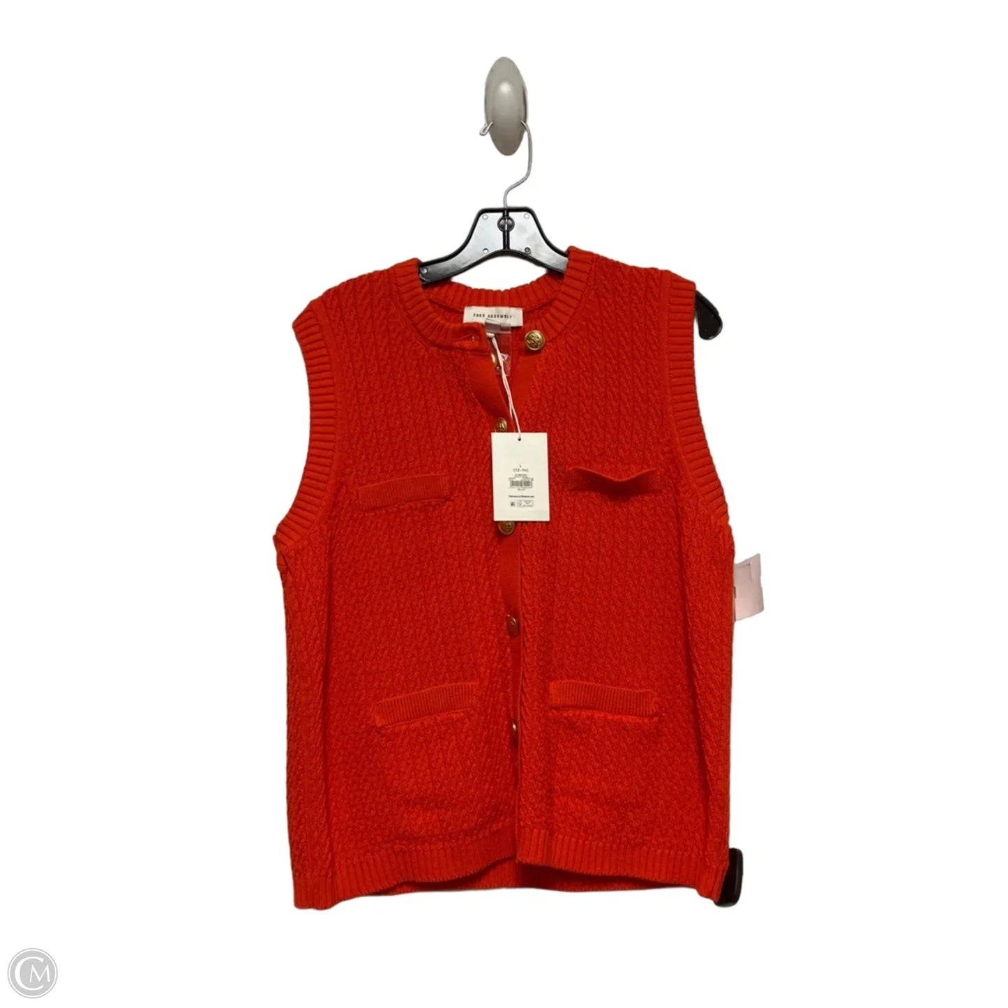 Top Sleeveless By Free Assembly In Orange, Size: L