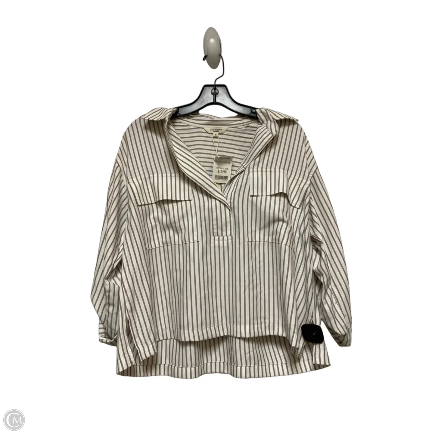 Top Short Sleeve By Max Studio In Striped Pattern, Size: S