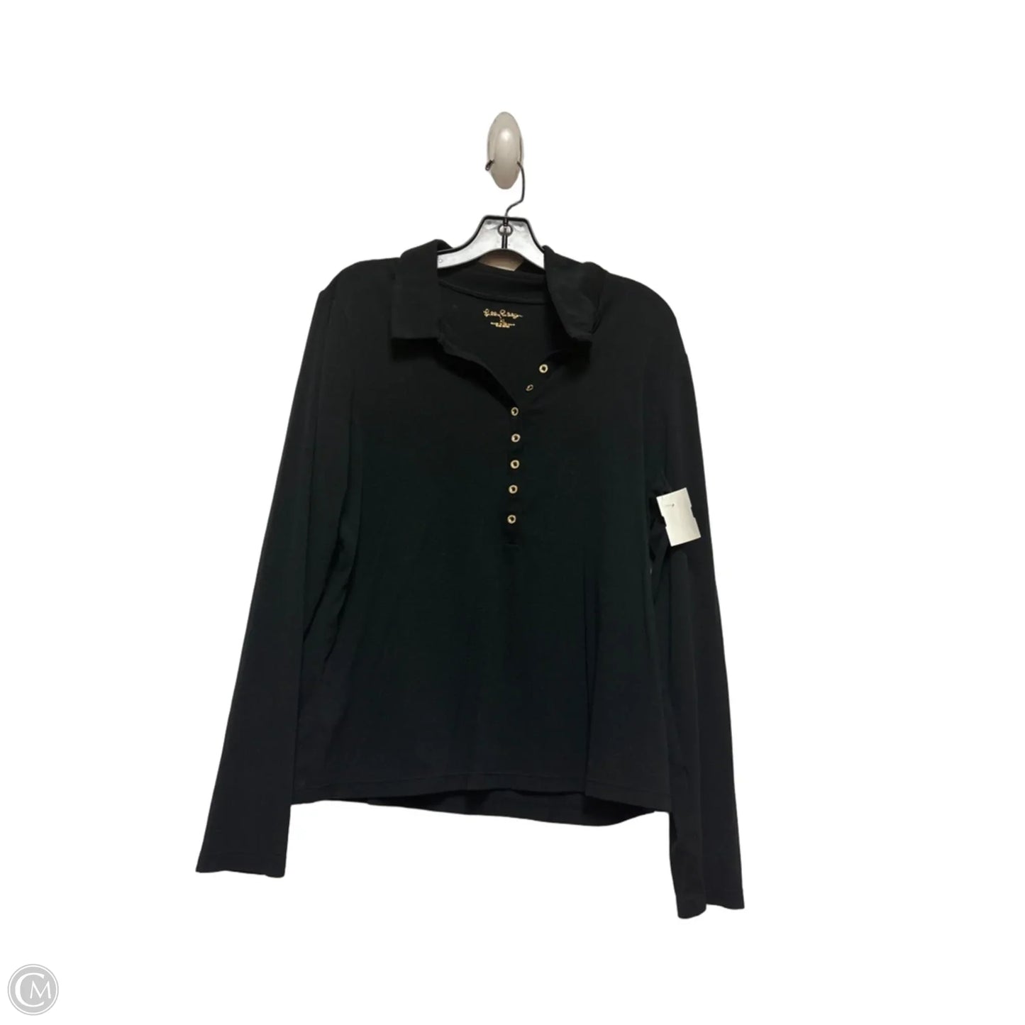 Top Long Sleeve Designer By Lilly Pulitzer In Black & Gold, Size: Xl