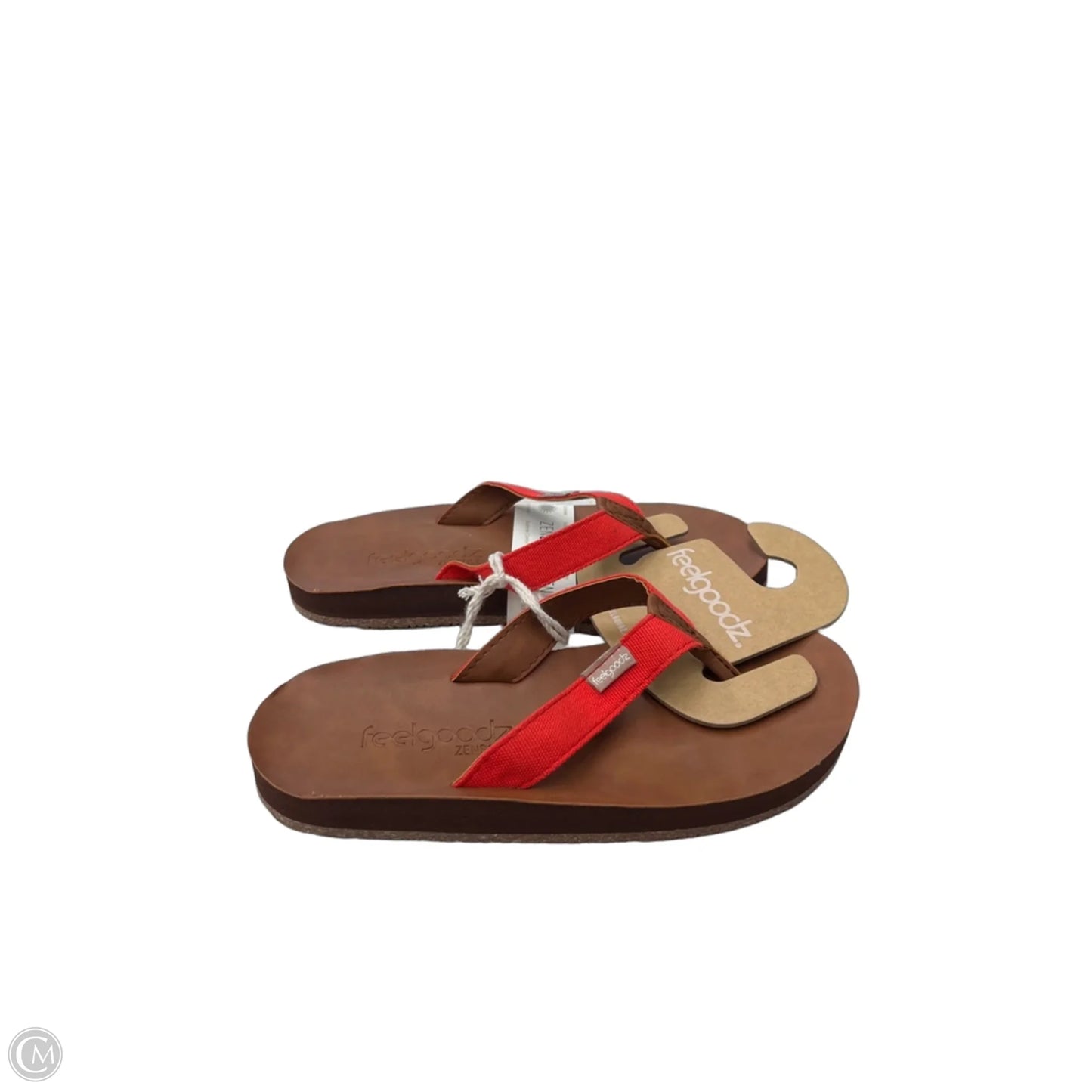 Sandals Flip Flops By Clothes Mentor In Brown & Red, Size: 6