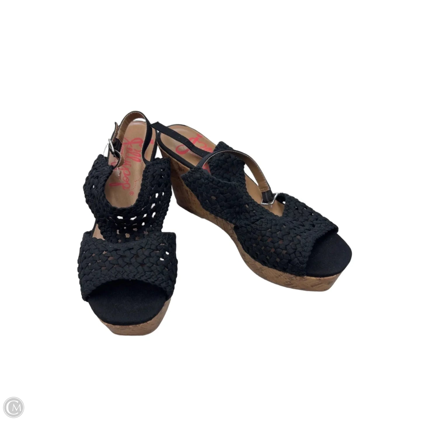 Sandals Heels Wedge By Jelly Pop In Black, Size: 8