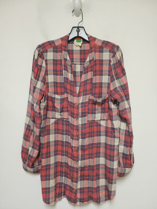 Top Long Sleeve By Anthropologie In Plaid Pattern, Size: Xl