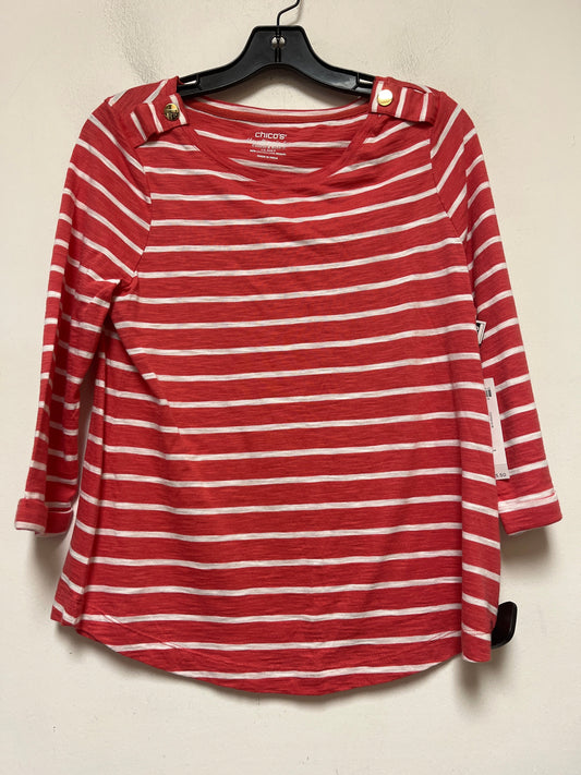 Striped Pattern Top Short Sleeve Chicos, Size S