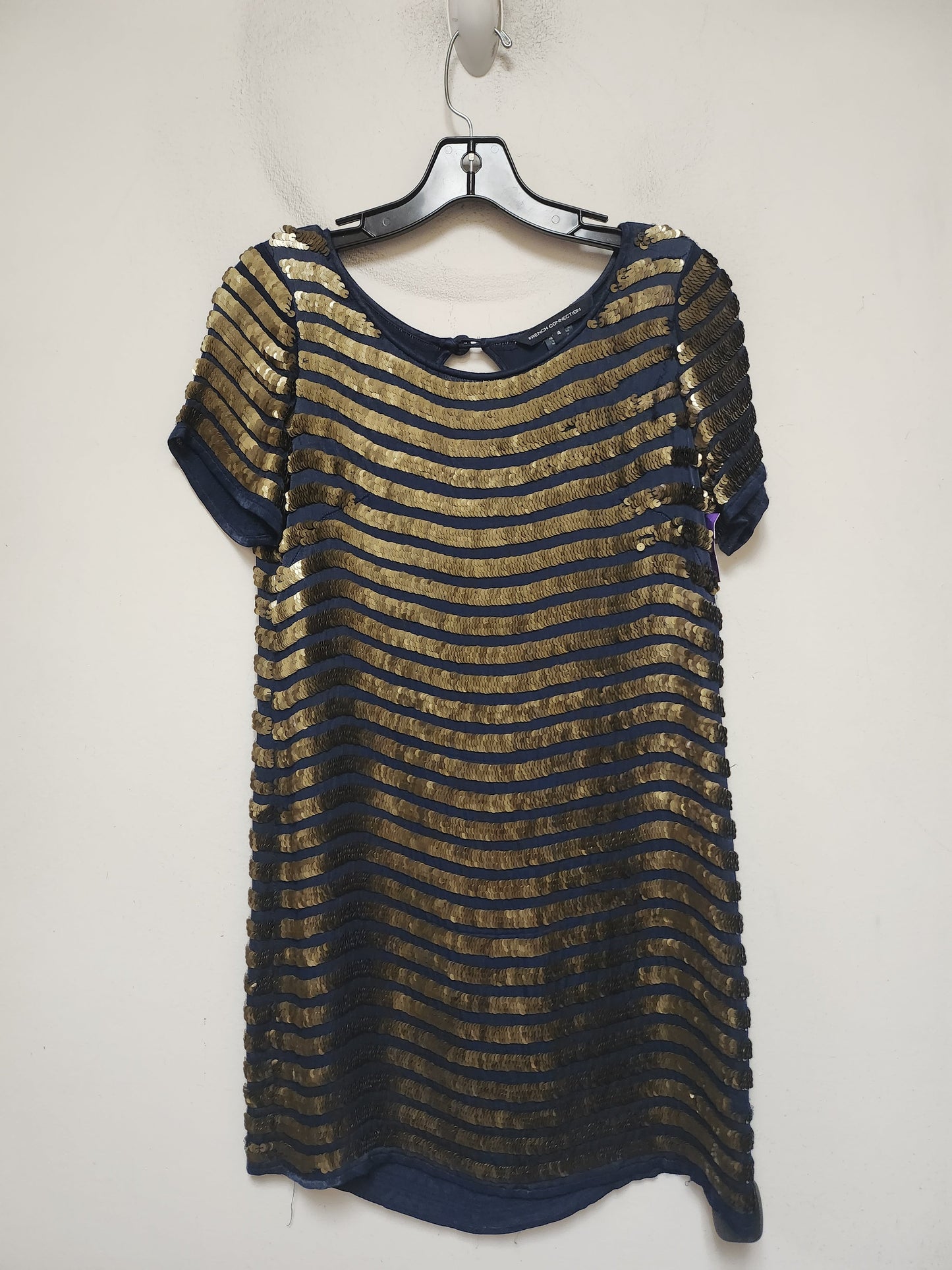 Dress Casual Short By French Connection In Blue & Gold, Size: S