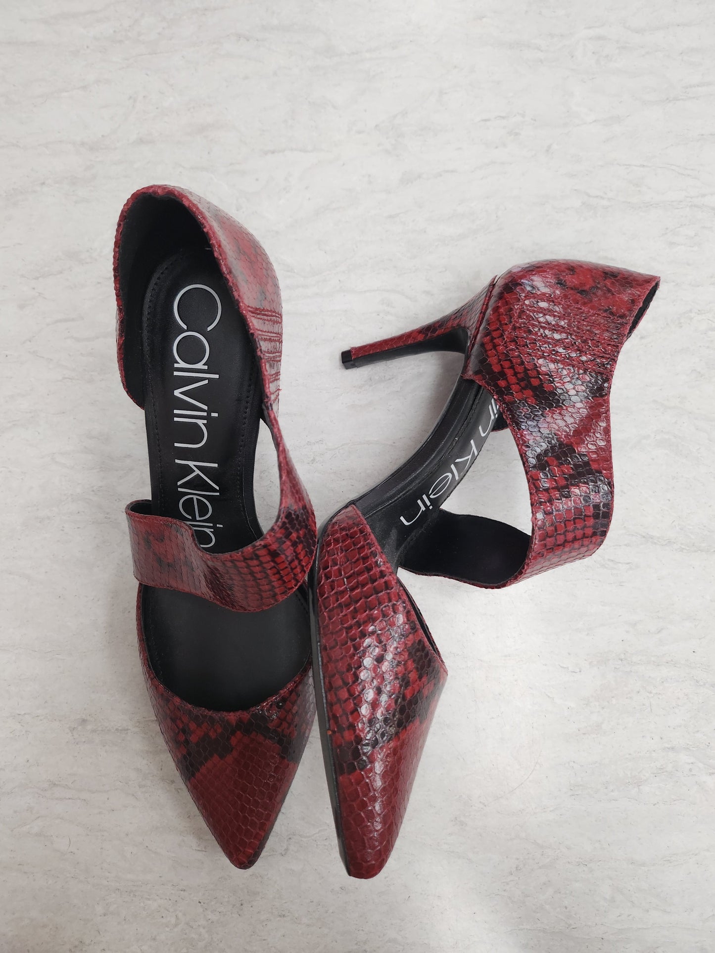 Snakeskin Print Shoes Heels Stiletto Calvin Klein, Size 9