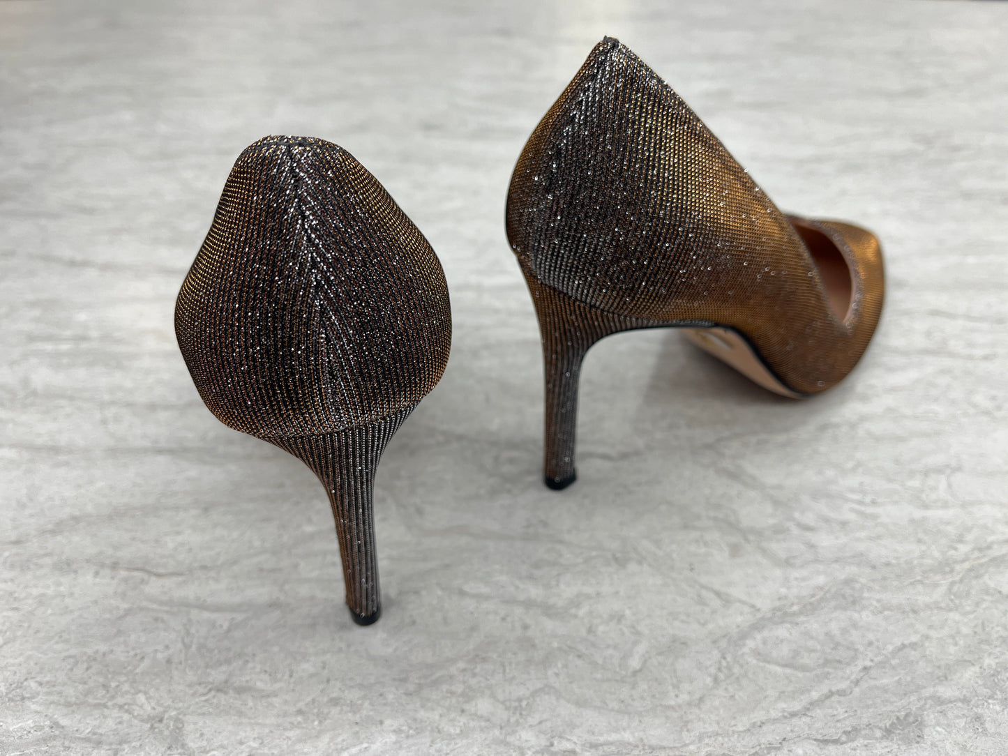 Gold Shoes Heels Stiletto Stuart Weitzman, Size 6.5