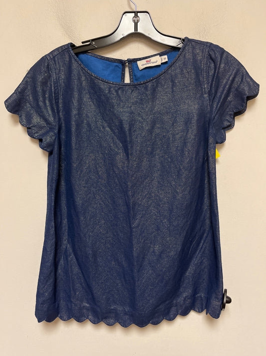 Top Short Sleeve By Vineyard Vines In Blue & Gold, Size: Xs