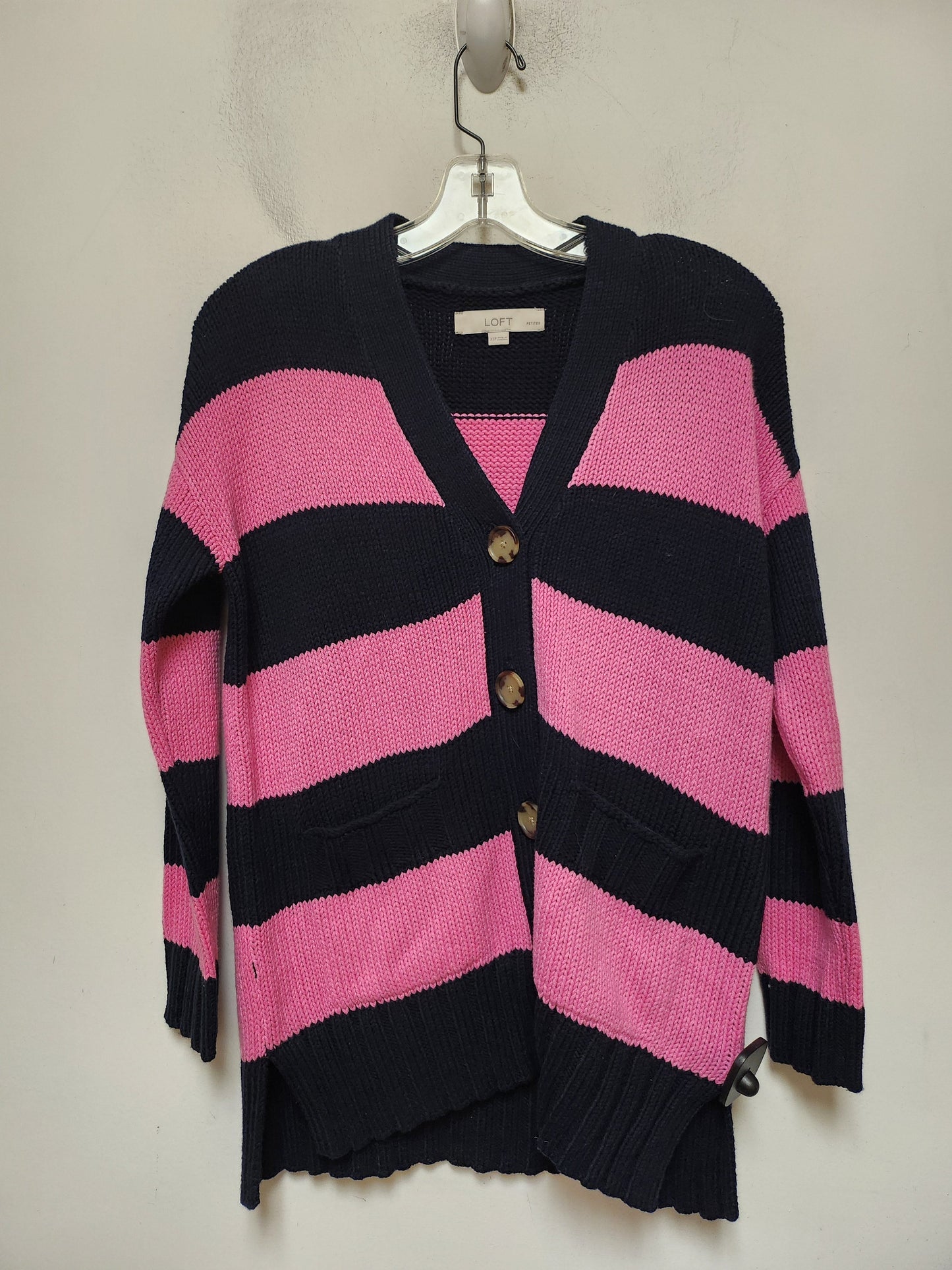 Cardigan By Loft In Blue & Pink, Size: Xsp