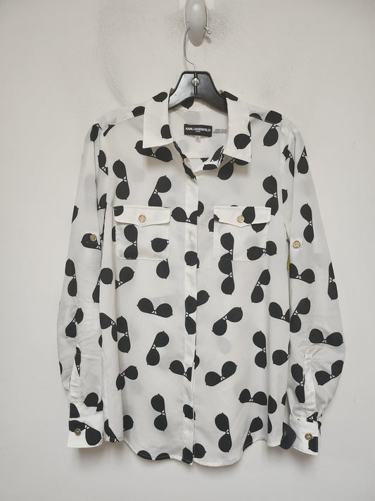 Top Long Sleeve Designer By Karl Lagerfeld In Black & White, Size: S