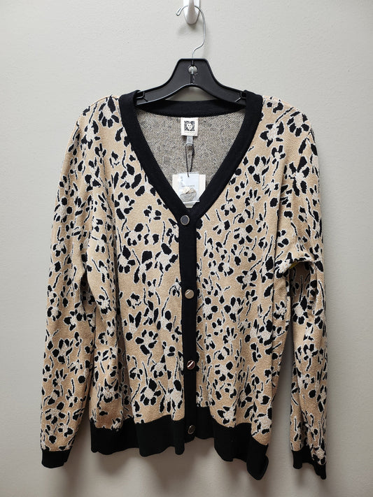 Sweater Cardigan By Anne Klein In Animal Print, Size: Xl