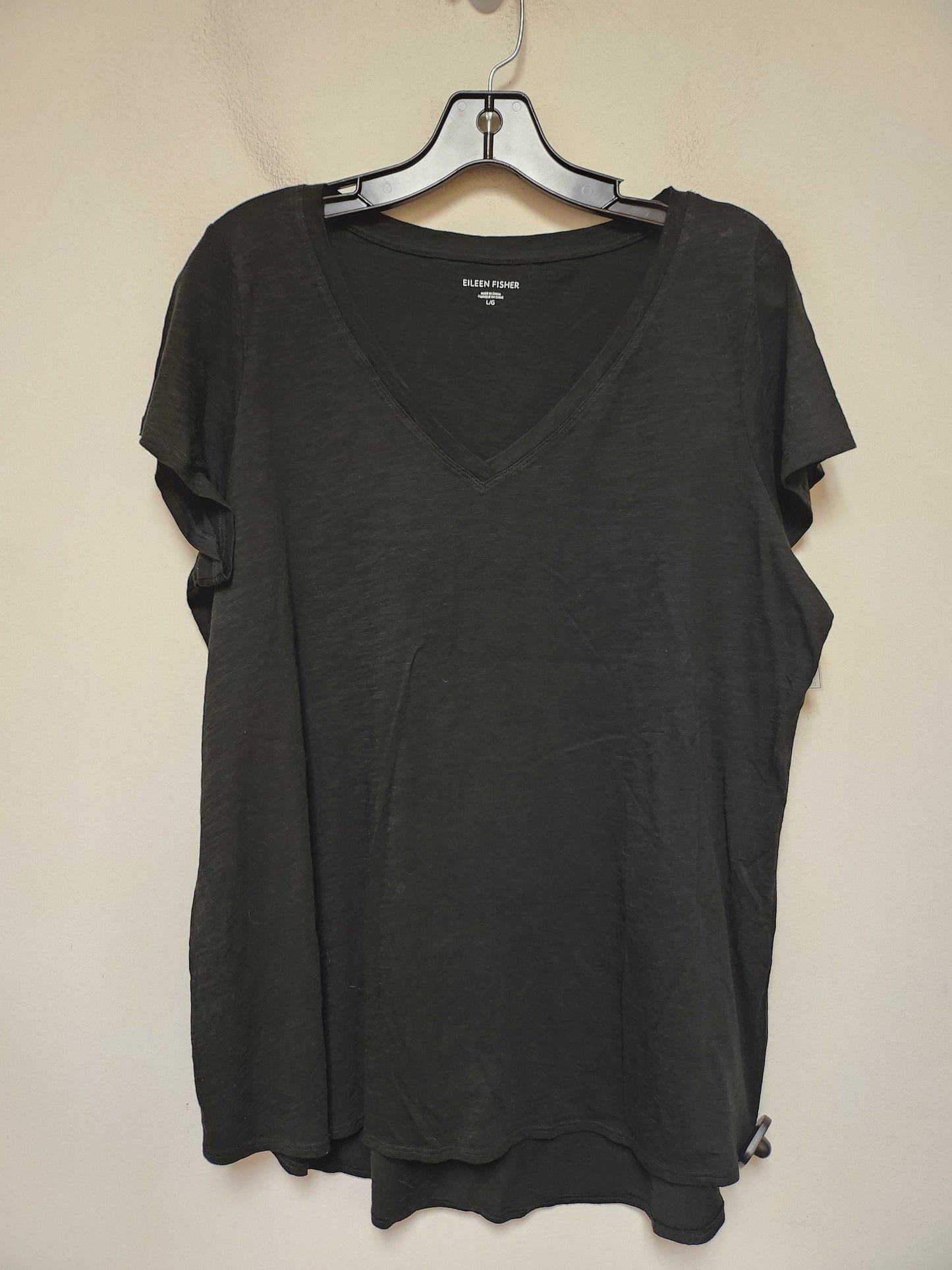 Top Short Sleeve Basic By Eileen Fisher In Black, Size: L