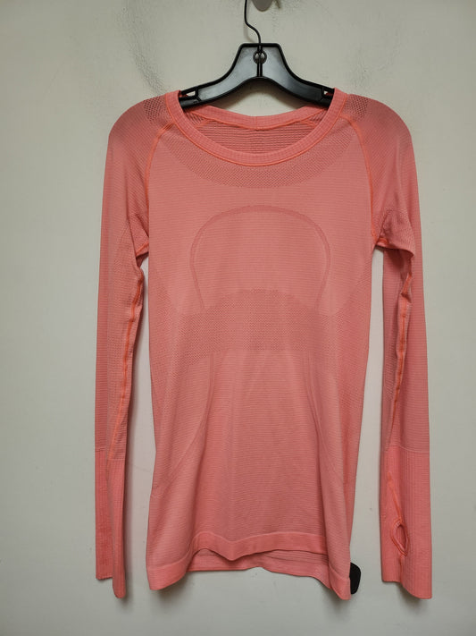 Athletic Top Long Sleeve Crewneck By Lululemon In Orange, Size: S