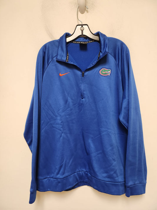 Athletic Top Long Sleeve Collar By Nike Apparel In Blue, Size: L