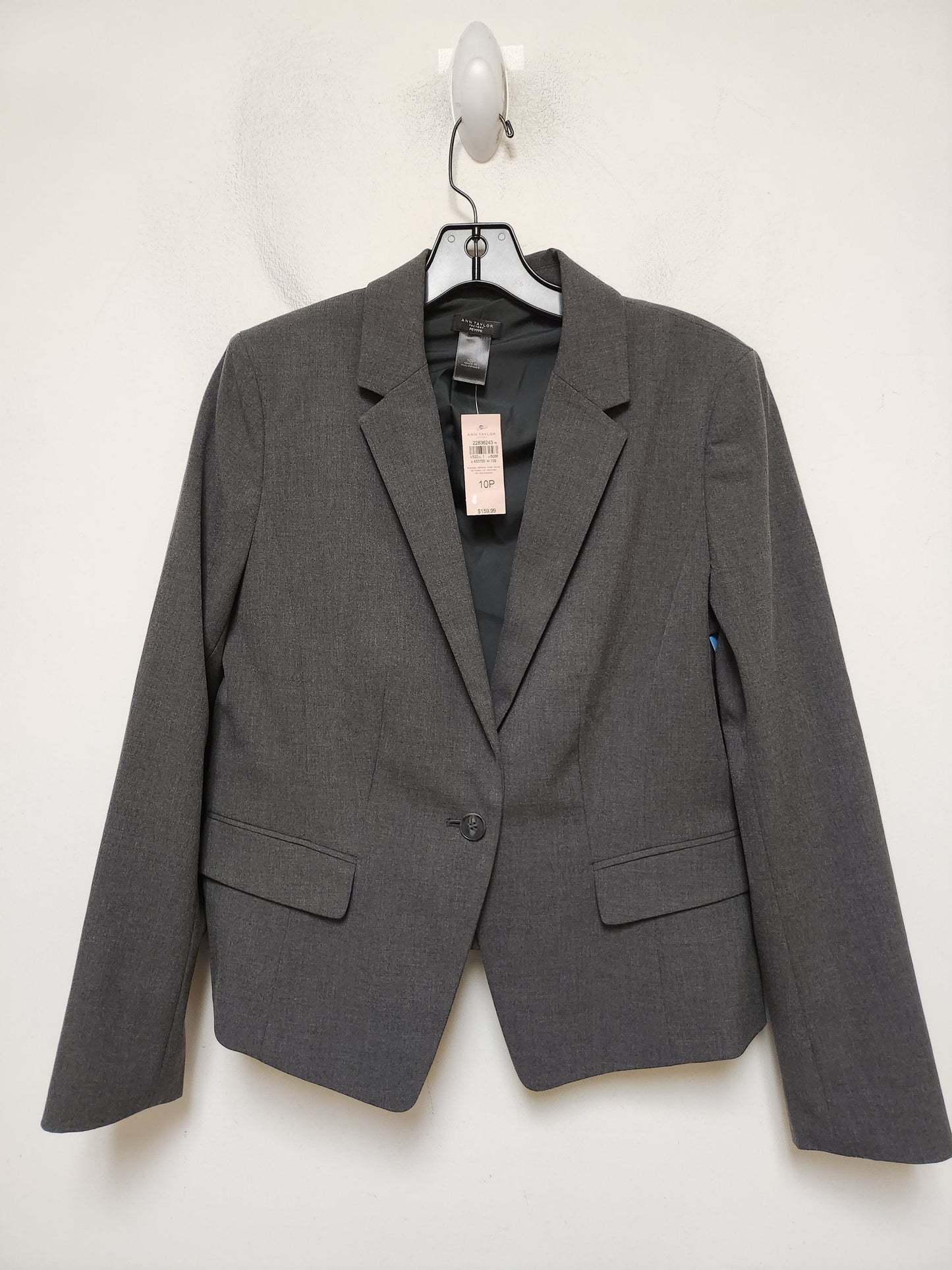 Blazer By Ann Taylor In Grey, Size: Mp