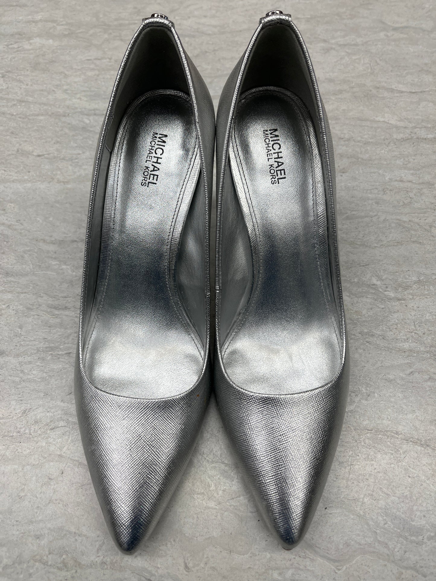 Shoes Heels Stiletto By Michael By Michael Kors In Silver, Size: 9