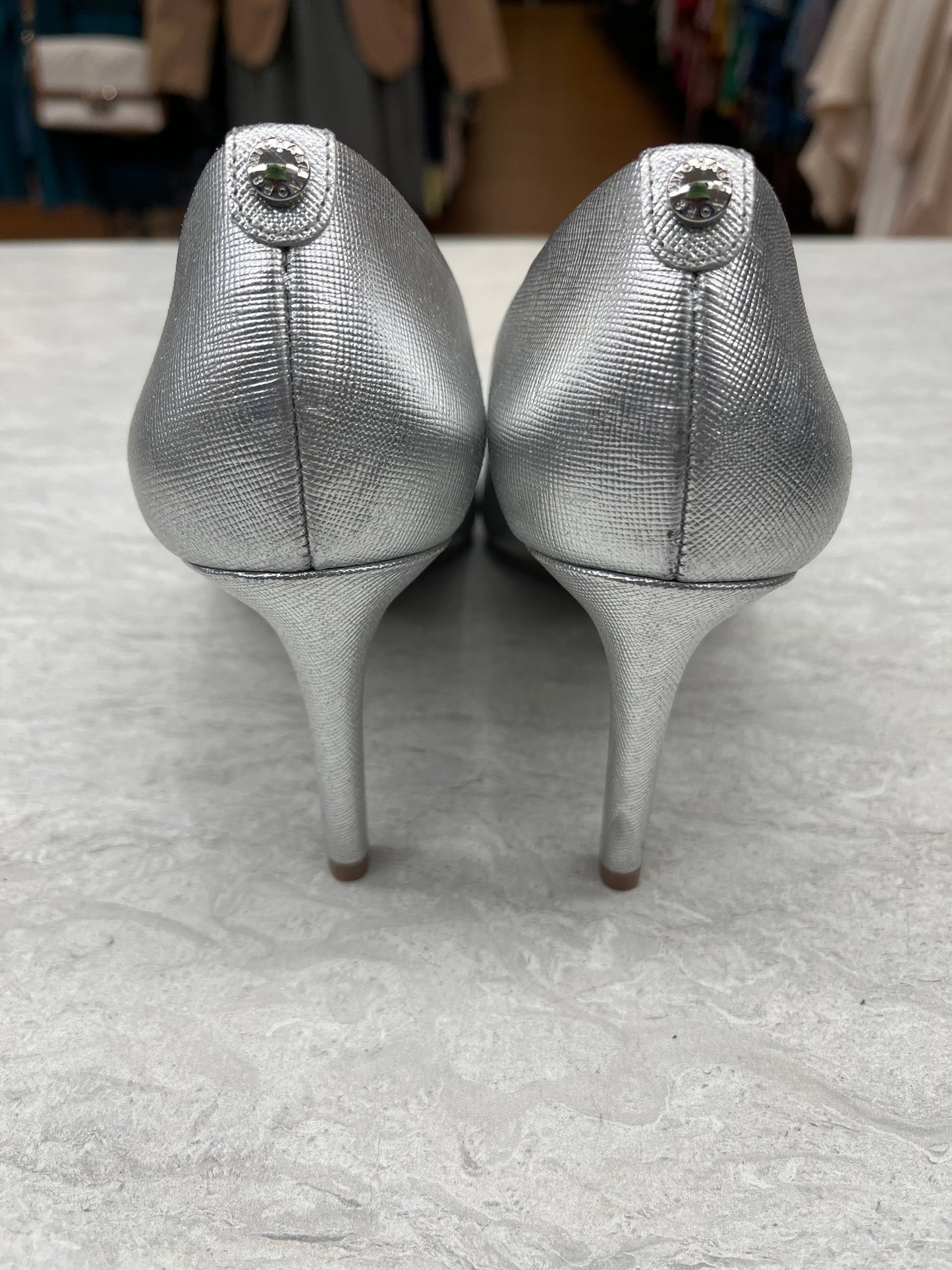 Shoes Heels Stiletto By Michael By Michael Kors In Silver, Size: 9