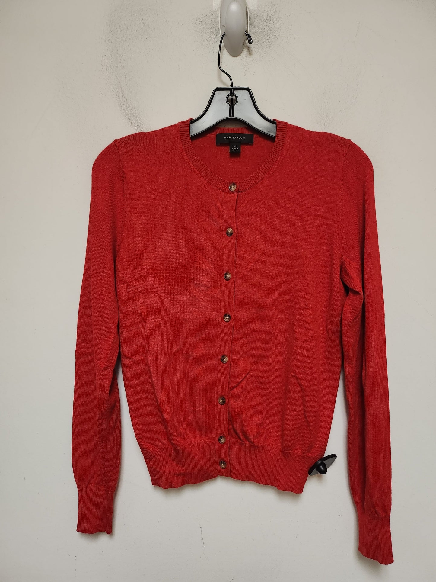 Cardigan By Ann Taylor In Red, Size: Xs