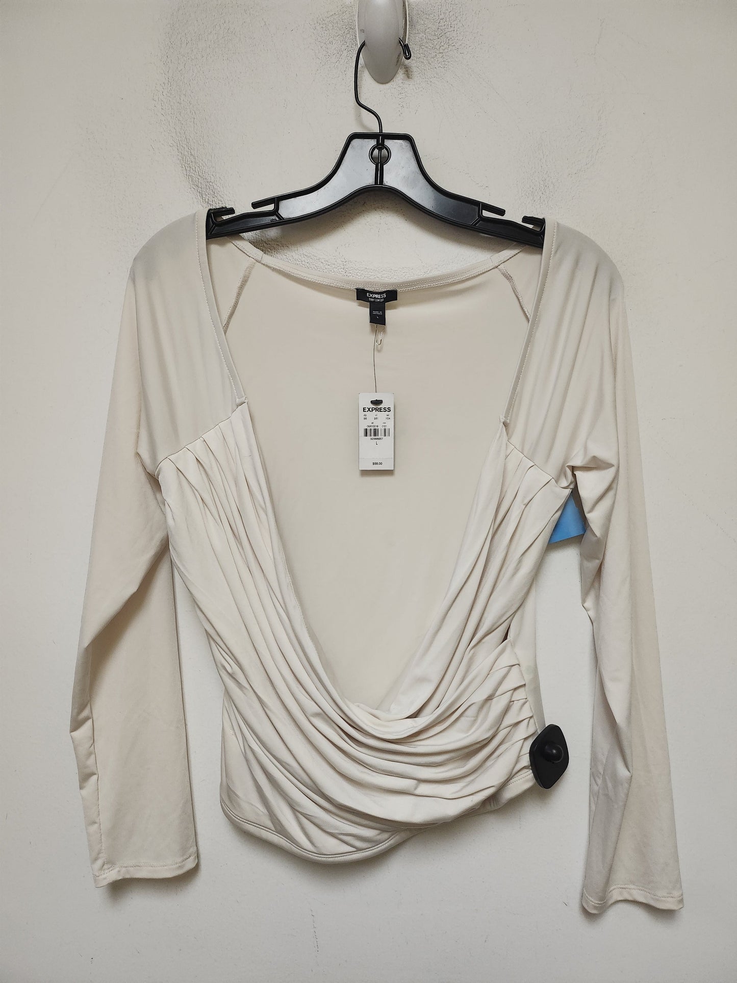 Top Long Sleeve By Express In Cream, Size: L