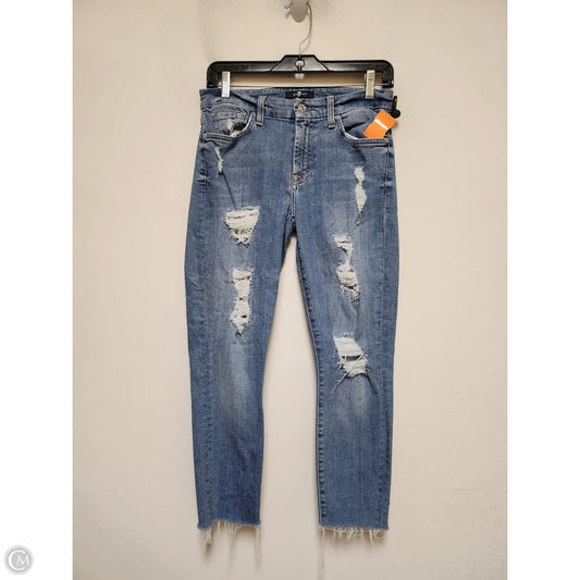 Jeans Skinny By 7 For All Mankind In Blue Denim, Size: 4