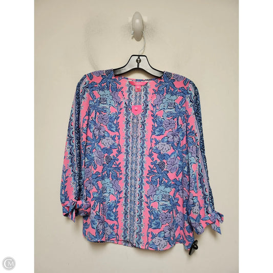 Top Long Sleeve Designer By Lilly Pulitzer In Blue & Pink, Size: Xxs