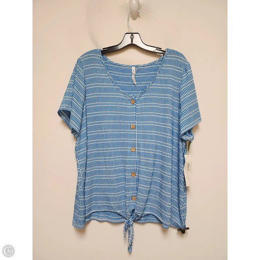 Top Short Sleeve By Ny Collection In Blue & White, Size: 3x