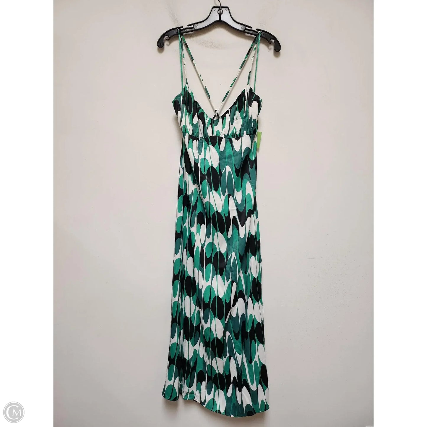 Dress Casual Midi By Zara In Green & White, Size: L