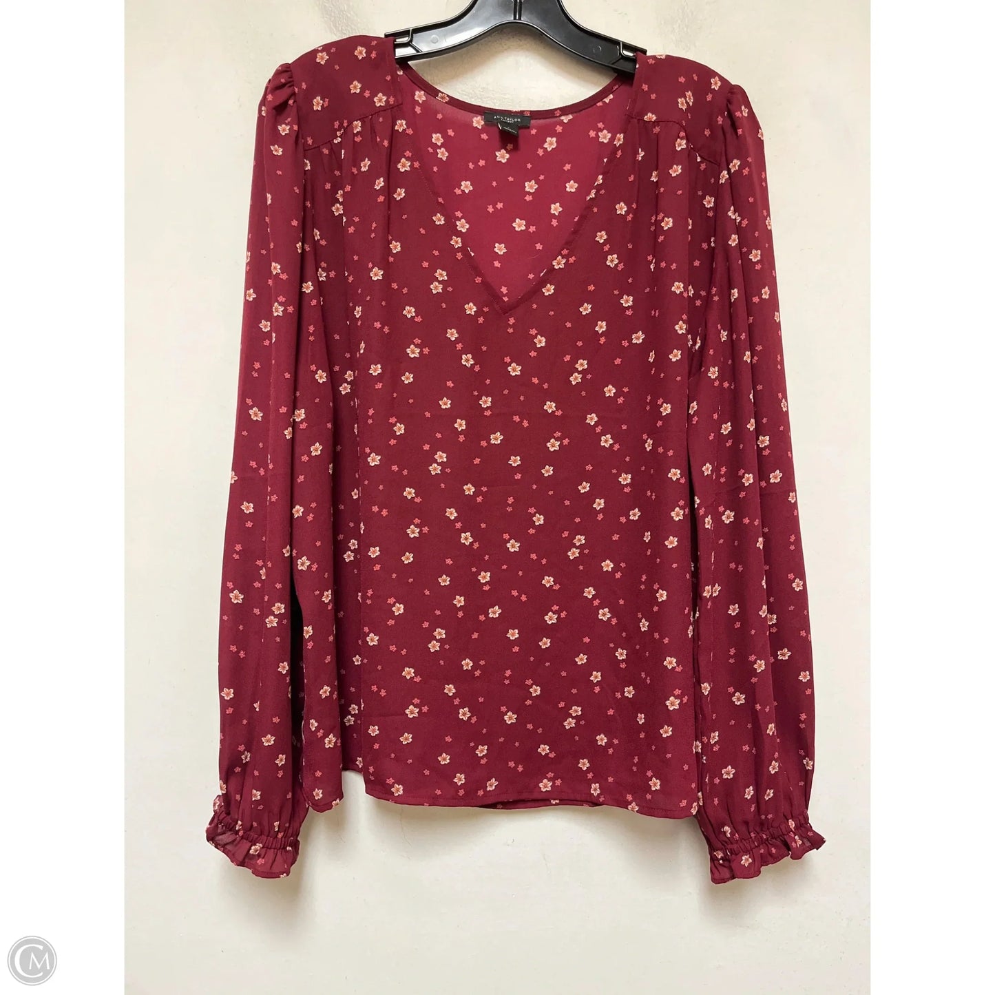 Top Long Sleeve By Ann Taylor In Maroon, Size: L