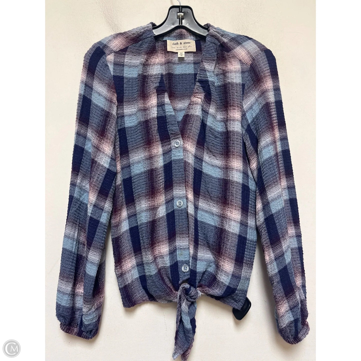 Top Long Sleeve By Cloth And Stone In Plaid Pattern, Size: Xs